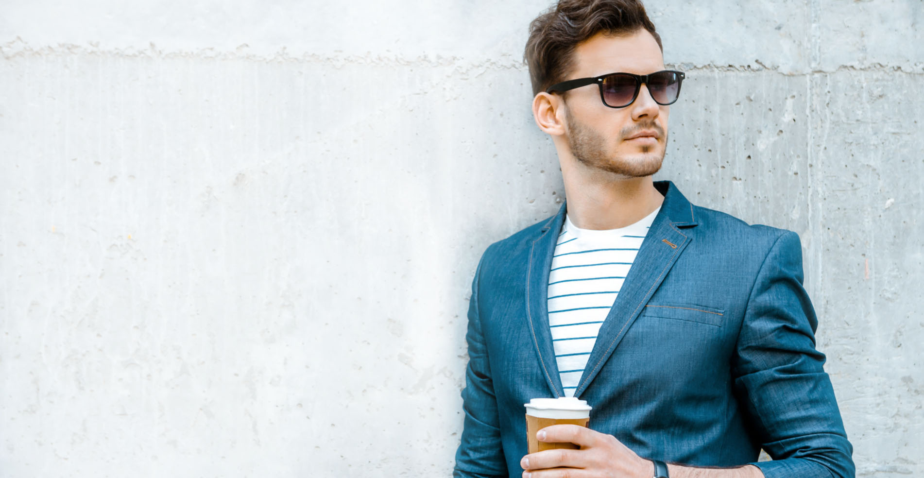 urban man with coffee and sunglasses