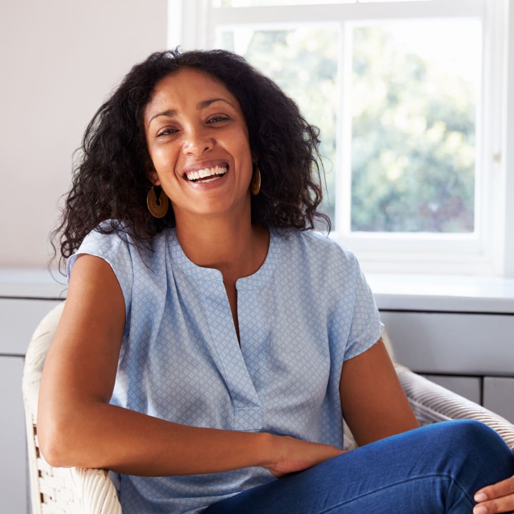 happy woman laughing